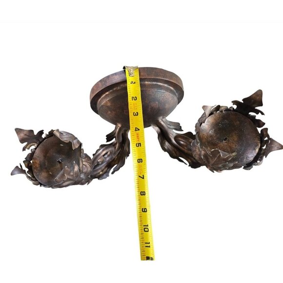 Antique Cast Iron Double Arm Wall Sconce Candle Holder Victorian Made in Mexico - Picture 9 of 11